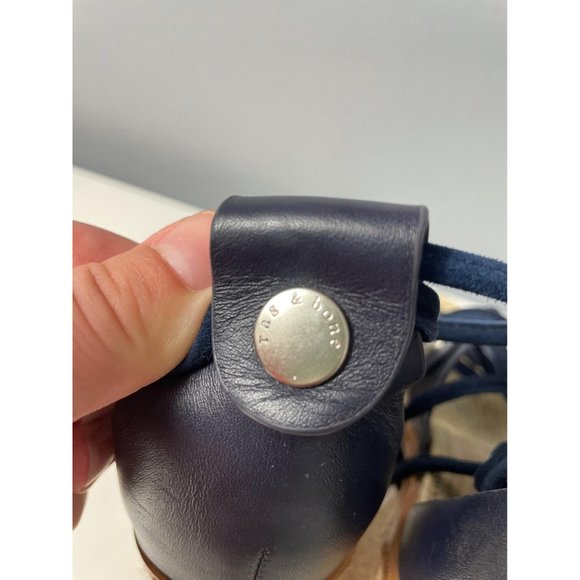 RAG & BONE Navy Eden Leather Raffia Lace-Up Sandal - Picture 7 of 12